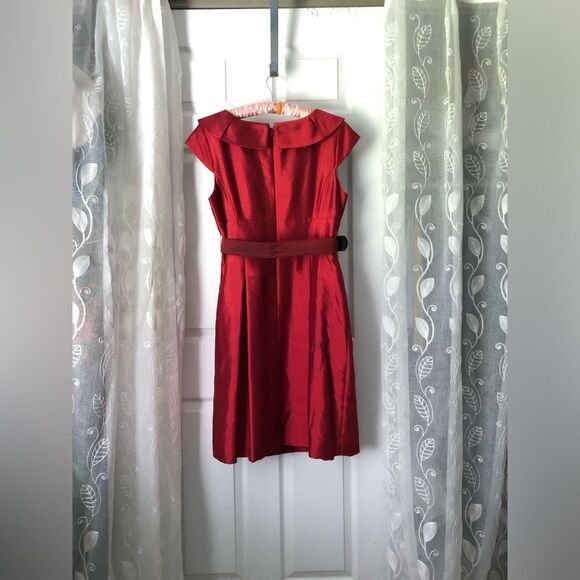 Tahari ASL cocktail Taffeta midi Dress back zipper with belt size 14 - Picture 10 of 14